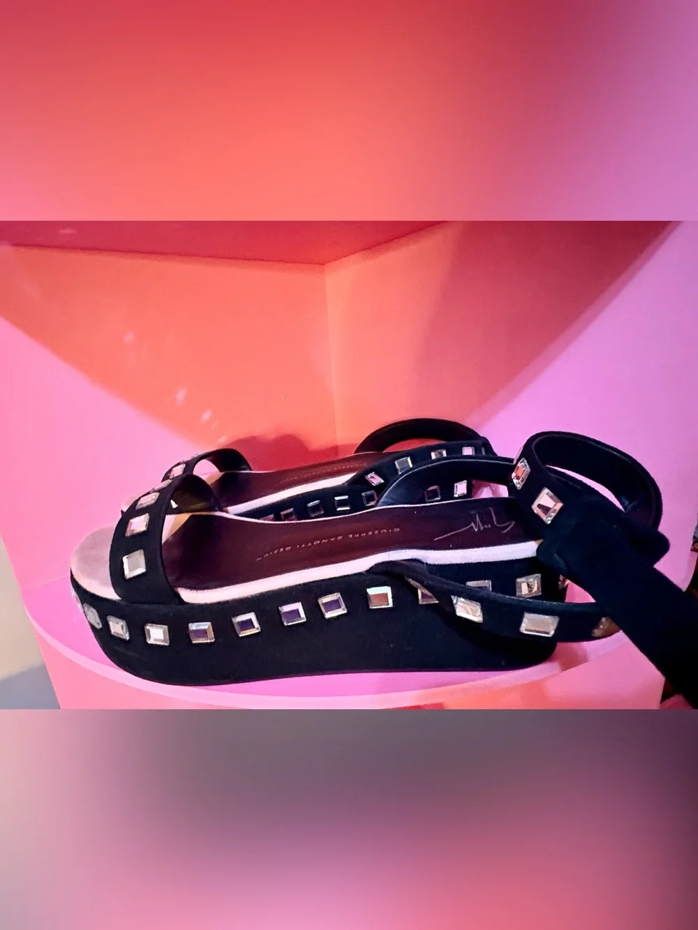 Giuseppe Zanotti Black Studded Flat Sandals